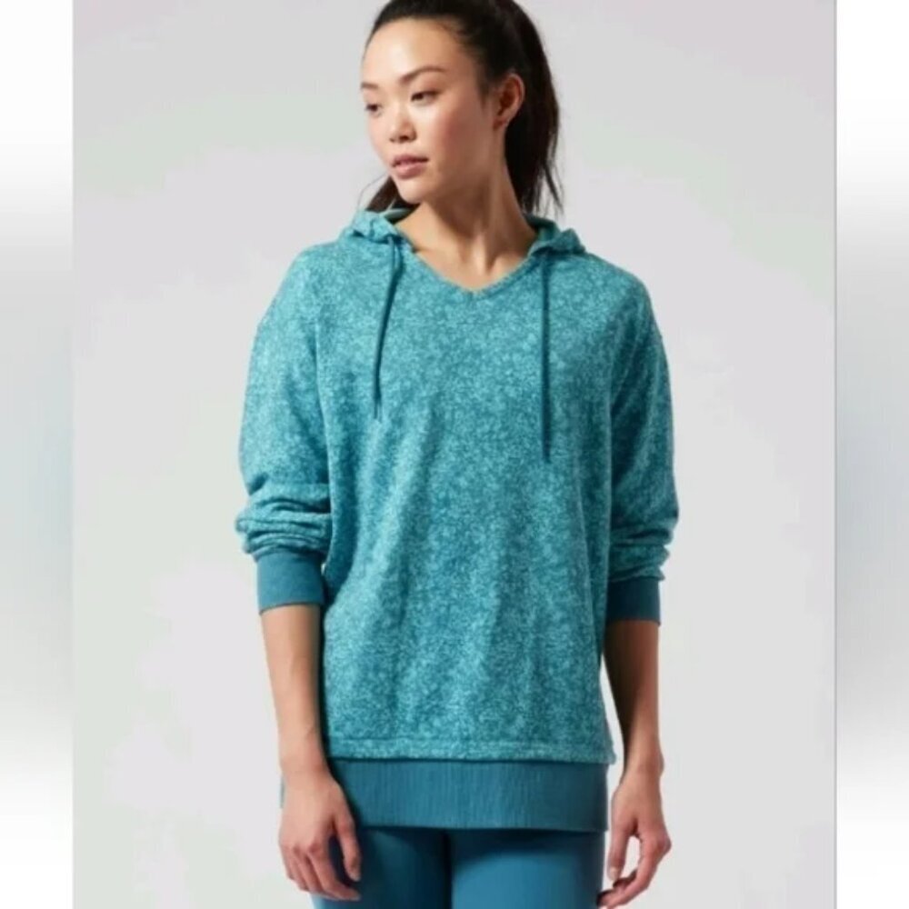 Athleta Sundown Alliance Hoodie Flower Blue Texture Borealis‎